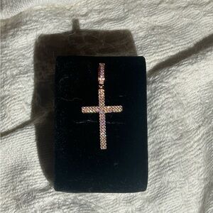 14k rose gold plated cross pendant